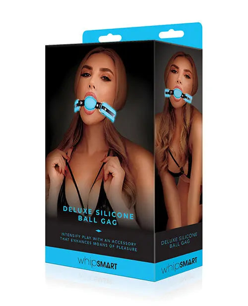 WhipSmart Glow in the Dark Deluxe Silicone Ball Gag - Blue Xgen