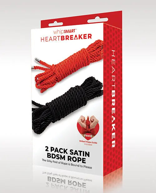 WhipSmart Heartbreaker Satin BDSM Rope - Black/Red Set of 2 Xgen