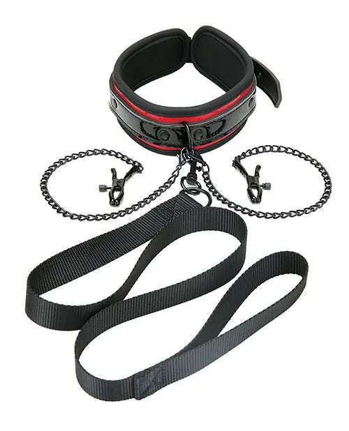 WhipSmart Heartbreaker Collar & Leash Set - Black/Red Xgen