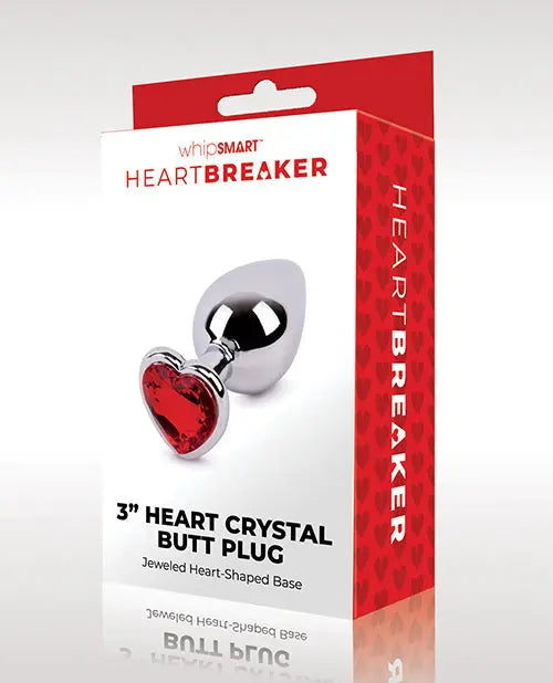WhipSmart Heartbreaker 3" Heart Crystal Butt Plug - Red Xgen