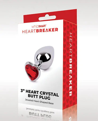 WhipSmart Heartbreaker 3" Heart Crystal Butt Plug - Red Xgen