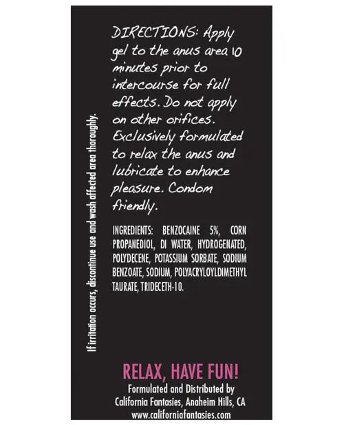 Dare Anal Desensitizing Cream - .5 oz Tube Boxed California Fantasies