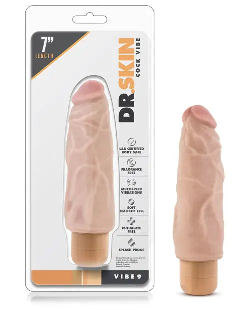Blush Dr Skin Vibrating Dildo | 7" Big Dildo #9 | Throbbing Beige Realistic Dildo | Best Vibrator for Women Blush Novelties