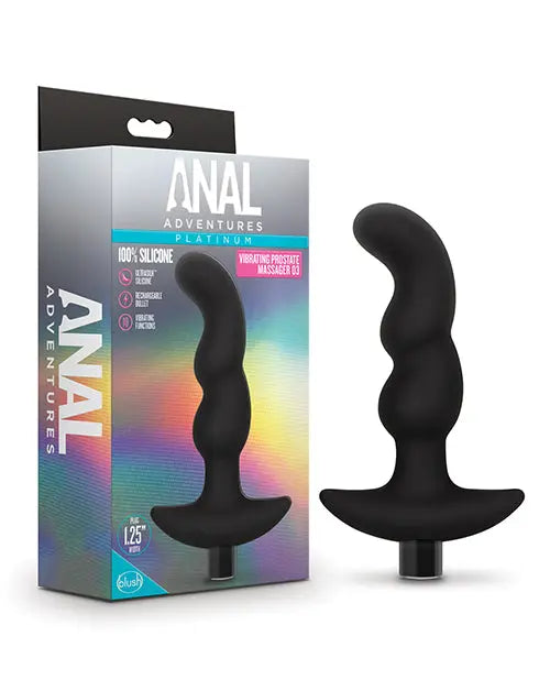Blush Anal Adventures Platinum Silicone Vibrating Prostate Massager 03 - Black Blush Novelties