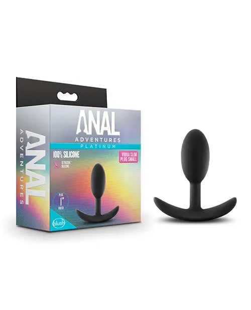 Blush Anal Adventures Platinum Silicone Vibra Slim Plug Small - Black Blush Novelties
