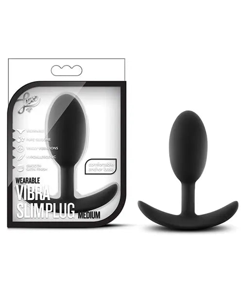 Blush Luxe Wearable Vibra Slim Plug Medium - Black Blush Novelties