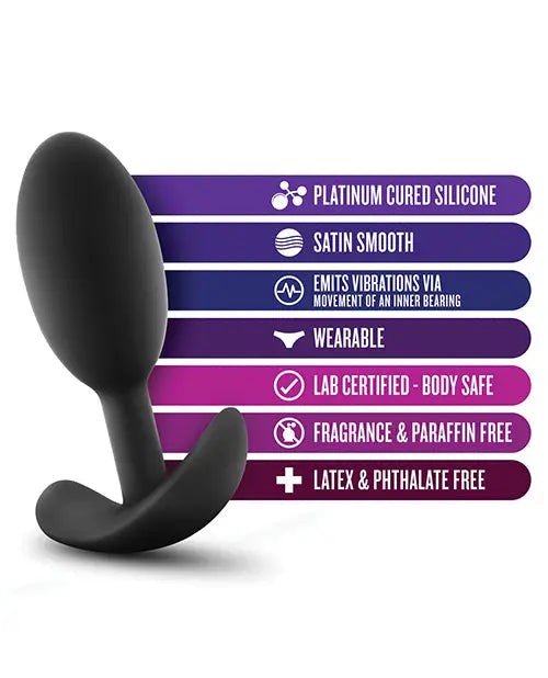 Blush Luxe Wearable Vibra Slim Plug Medium - Black Blush Novelties