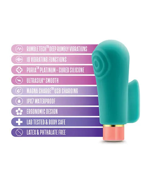 Blush Aria Finger Vibrator | Sensual AF Best Vibrator for Women | 10-Speed Teal Small Vibrator Blush Novelties