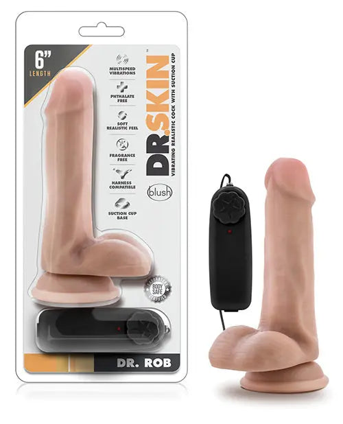 Blush Dr Rob Vibrating Dildo | 6" Big Dildo |  Vanilla Suction Cup Dildo Blush Novelties