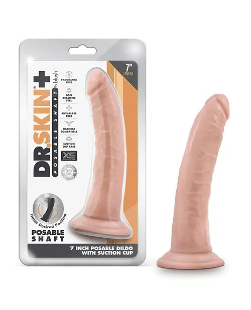 Blush Plus Large Dildo | Vanilla 7" Big Dildo | Posable Suction Cup Dildo | Best Dildo Blush Novelties