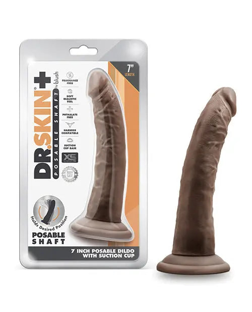 Blush Large Dildo | 7" Big Black Dildo | Posable Chocolate Suction Cup Dildo | Best Dildo Blush Novelties
