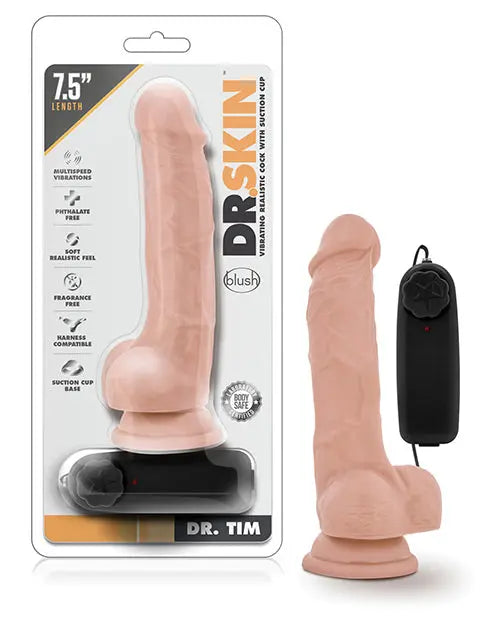 Blush Dr Tim Vibrating Dildo | 7.5" Big Dildo | Vanilla Suction Cup Dildo Blush Novelties