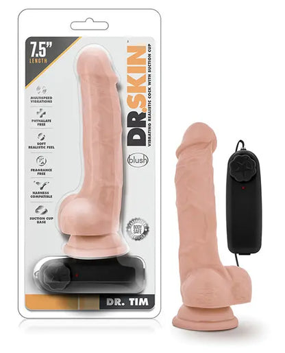 Blush Dr Tim Vibrating Dildo | 7.5" Big Dildo | Vanilla Suction Cup Dildo Blush Novelties
