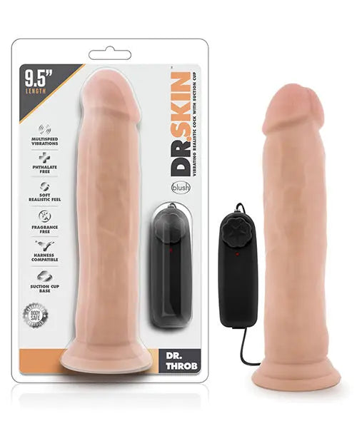 Blush Throb Vibrating Dildo | 9.5" Big Dildo | Vanilla Suction Cup Dildo Blush Novelties
