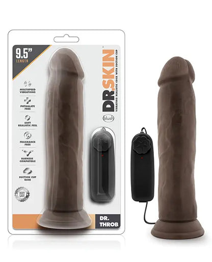 Blush Throb Vibrating Dildo | 9.5" Big Dildo | Chocolate Suction Cup Dildo Blush Novelties