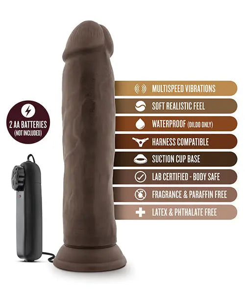 Blush Throb Vibrating Dildo | 9.5" Big Dildo | Chocolate Suction Cup Dildo Blush Novelties