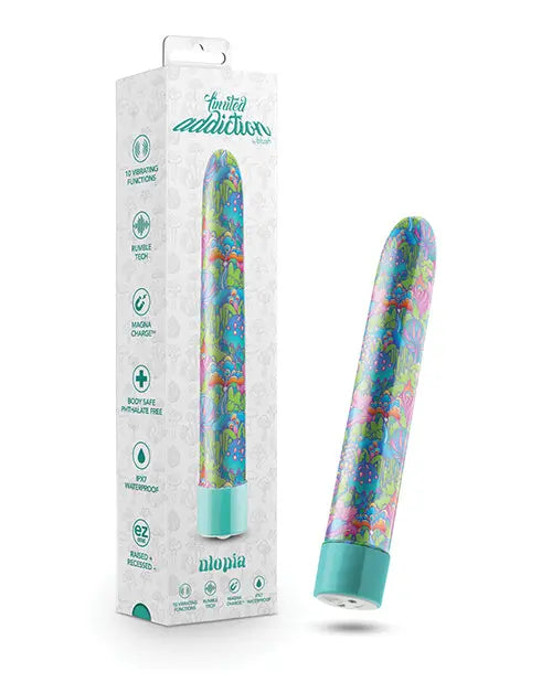 Blush Limited Addiction Utopia 7" Rechargeable Vibe - Aqua Blush Novelties