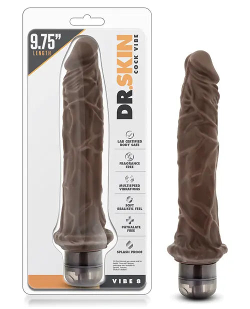 Blush Dr Skin Vibrating Dildo #8 | Chocolate 9.75" Big Dildo | Waterproof Realistic Dildo | Best Vibrator for Women Blush Novelties