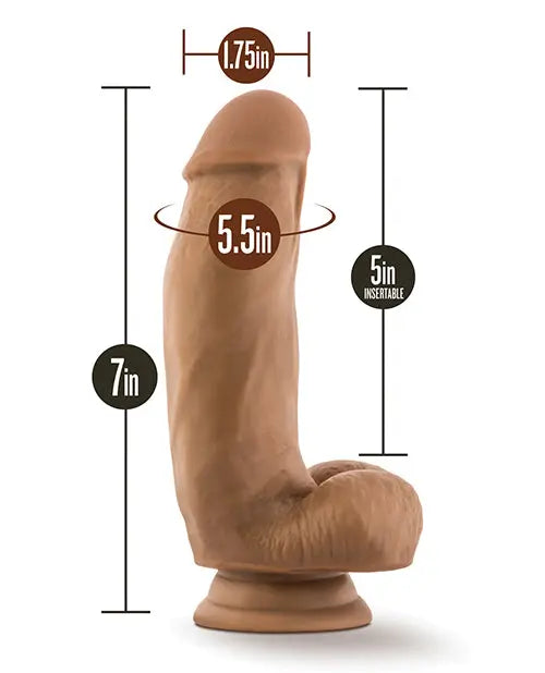 Blush Silicone Dildo | Large Dildo | 7" Big with Balls | Mocha Suction Cup Dildo | Best Dildo Blush Novelties