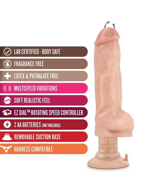 Blush Pierced Vibrating Dildo | Bad Boy Big Dildo | Beige Suction Cup Dildo Blush Novelties