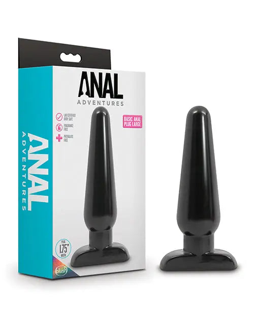 Blush Anal Adventures Basic Anal Plug - Large Black Blush Novelties