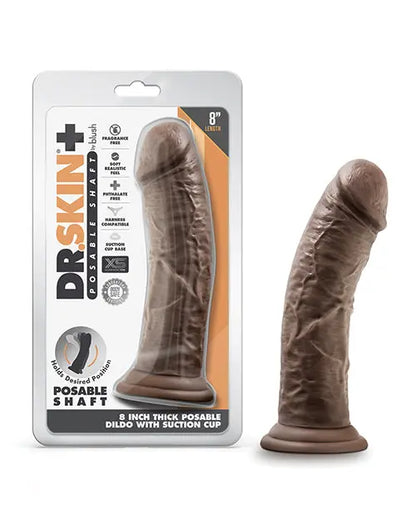 Blush Large Dildo | 8" Posable Big Black Dildo | Chocolate Suction Cup Dildo | Best Dildo Blush Novelties