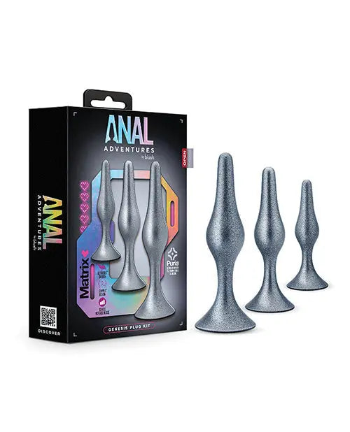 Blush Anal Adventures Matrix Genesis Plug Kit - Silver Blush Novelties