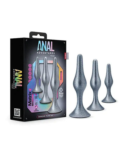 Blush Anal Adventures Matrix Genesis Plug Kit - Silver Blush Novelties