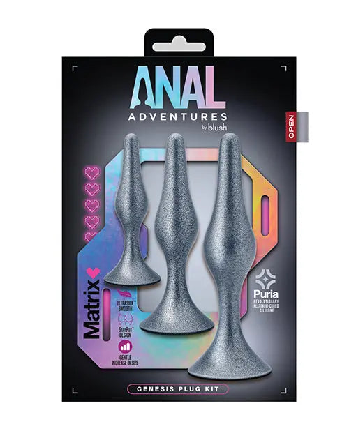 Blush Anal Adventures Matrix Genesis Plug Kit - Silver Blush Novelties