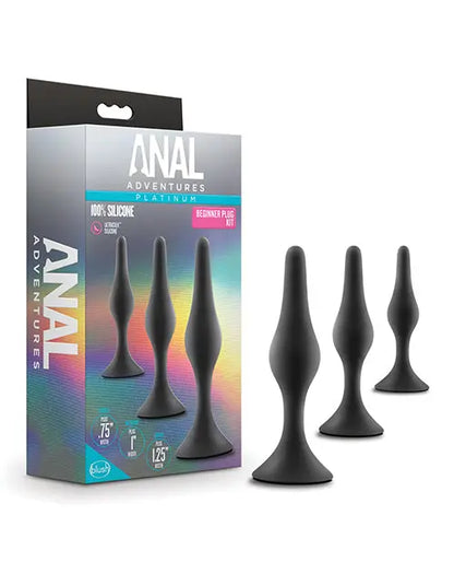 Blush Anal Adventures Platinum Silicone Beginner Plug Kit - Black Blush Novelties