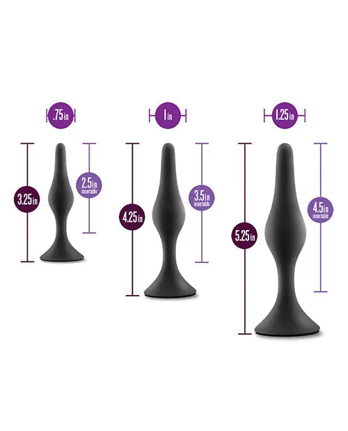 Blush Anal Adventures Platinum Silicone Beginner Plug Kit - Black Blush Novelties