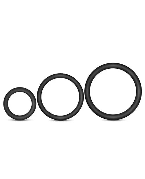 Blush Performance VS4 Pure Premium Silicone Cockring Set - Black Blush Novelties