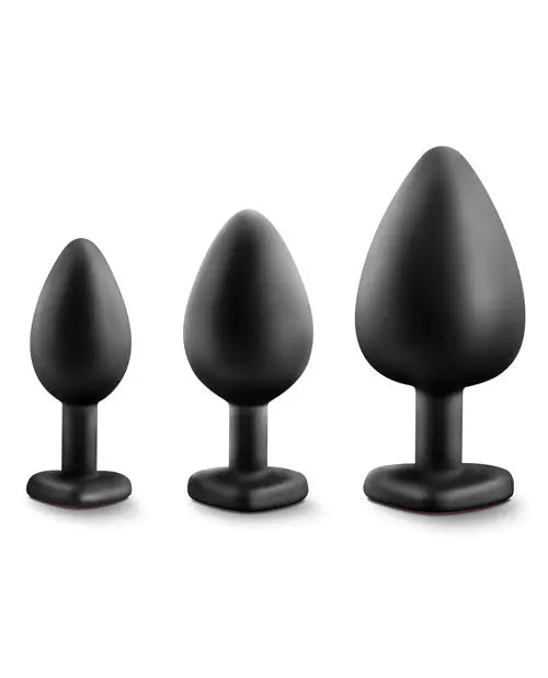 Blush Luxe Bling Plugs Training Kit - Black w/Red Gems Blush Novelties