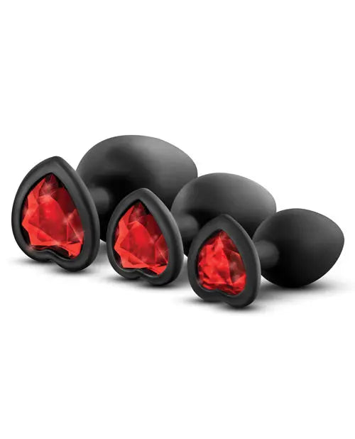 Blush Luxe Bling Plugs Training Kit - Black w/Red Gems Blush Novelties