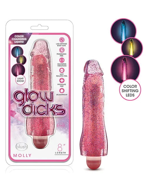 Blush Glow Dicks Glitter Vibrator Molly - Pink Blush Novelties