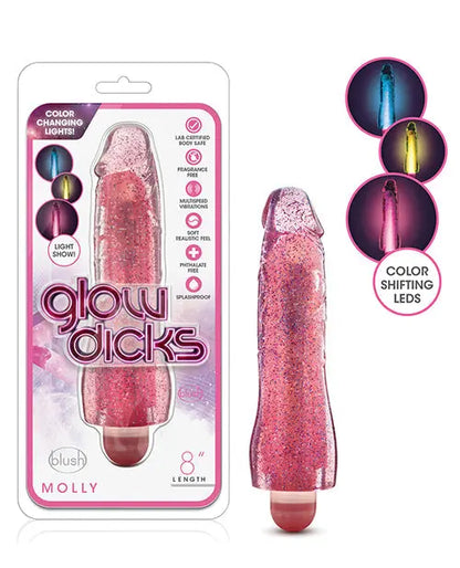 Blush Glow Dicks Glitter Vibrator Molly - Pink Blush Novelties