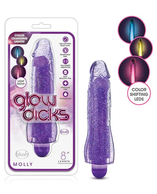 Blush Glow Dicks Glitter Vibrator Molly - Purple Blush Novelties