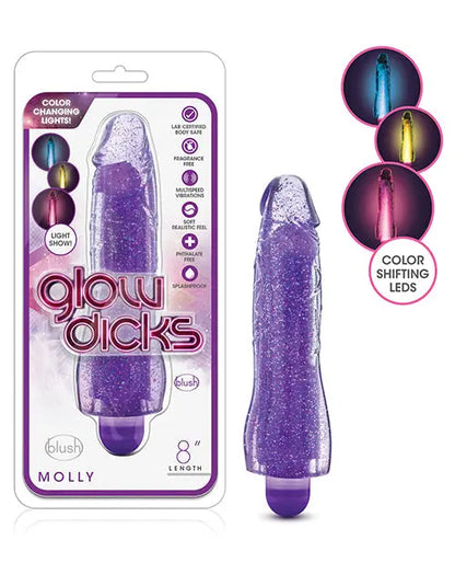 Blush Glow Dicks Glitter Vibrator Molly - Purple Blush Novelties