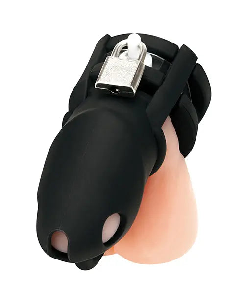 Blue Line 2" Silicone Mini Cock Cage With Ball Divider - Black Electric Eel INC