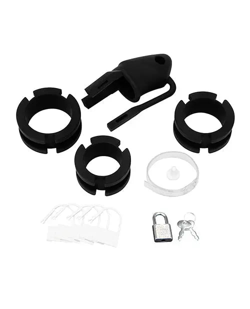 Blue Line 2" Silicone Mini Cock Cage With Ball Divider - Black Electric Eel INC