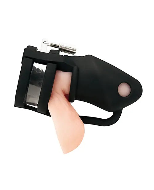 Blue Line 2" Silicone Mini Cock Cage With Ball Divider - Black Electric Eel INC