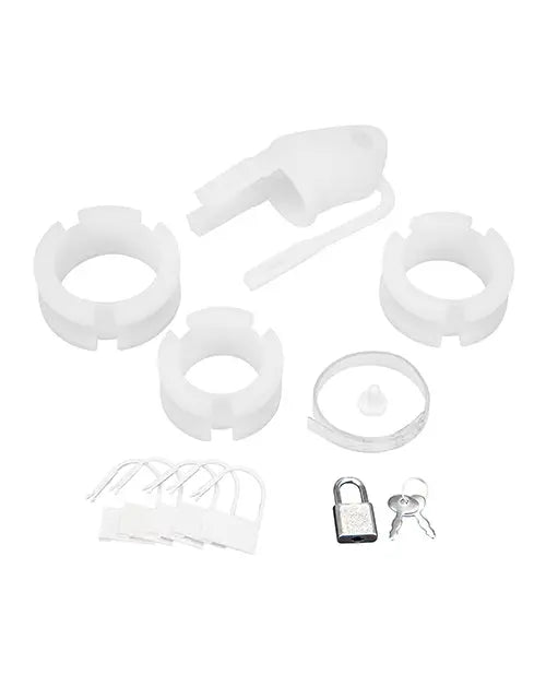 Blue Line 2" Silicone Mini Cock Cage With Ball Divider - White Electric Eel INC