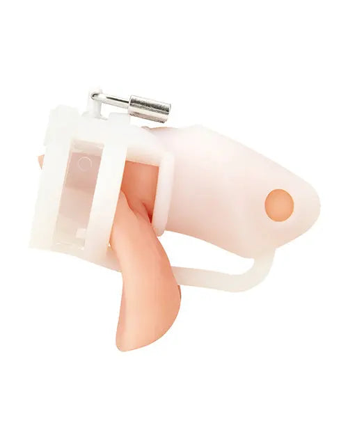 Blue Line 2" Silicone Mini Cock Cage With Ball Divider - White Electric Eel INC