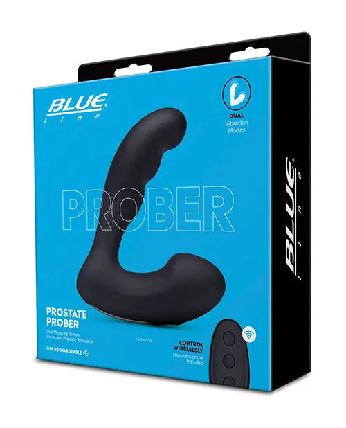 Blue Line Vibrating Prostate Prober w/Remote - Black Electric Eel INC