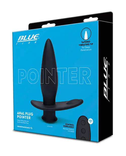 Blue Line Vibrating Anal Plug Pointer w/Remote - Black Electric Eel INC