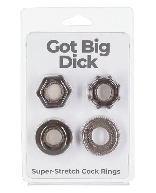 Got Big Dick 4 Pack Cock Rings - Black B.M.S. Enterprises
