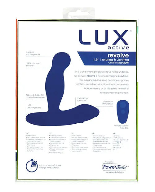 Lux Active Revolve 4.5" Rotating & Vibrating Anal Massager - Dark Blue B.M.S. Enterprises