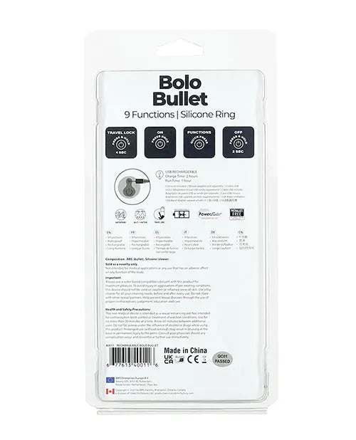 Bolo Bullet Vibrating Adjustable Cock Tie - Black B.M.S. Enterprises