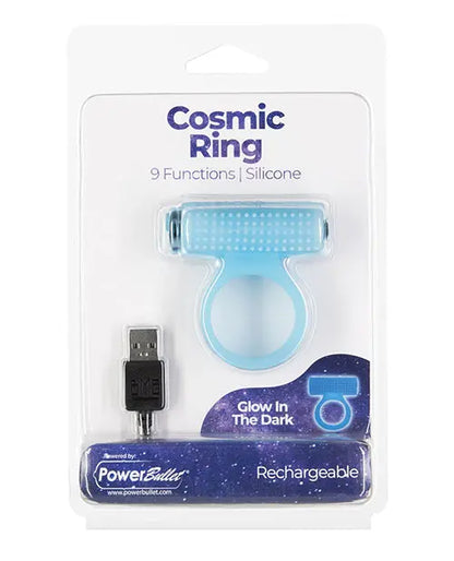 Cosmic Cock Ring w/Rechargeable Bullet - 9 Functions Glow in the Dark B.M.S. Enterprises