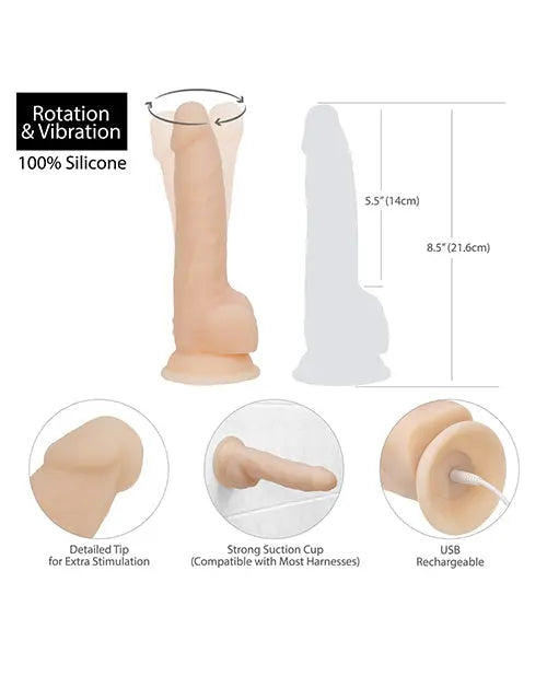 Naked Addiction Large Dildo | Flesh 8" Big Dildo | Rotating Vibrating Dildo | Suction Cup Dildo B.M.S. Enterprises